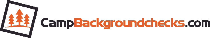 Logo with three orange trees in a square and the text Camp Background Checks dot com